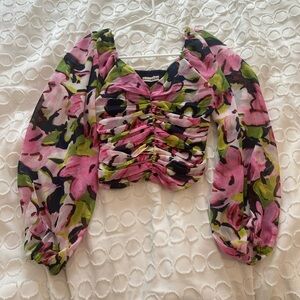 Abercrombie &Fitch Floral Pink and Green Women's Top size S
